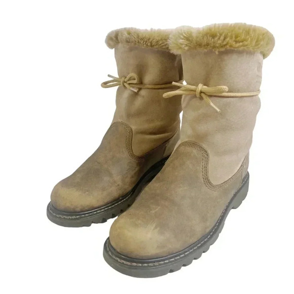 Like New CAT Caterpillar Women's Tan Leather Work Boots Size 10 - Picture 2 of 12